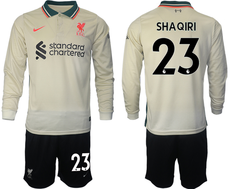 Men 2021-2022 Club Liverpool away cream Long Sleeve #23 Soccer Jersey